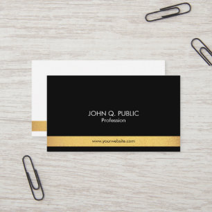 Tarjeta De Visita Moderno Profesional Elegante Oro Negro y Blanco