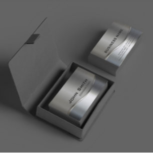 Tarjeta De Visita Moderno profesional elegante plateado y dorado Met