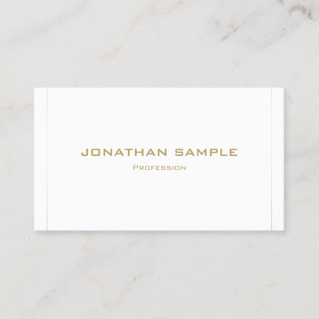 Tarjeta De Visita Moderno Profesional Elegante Simple Gold Striped (Anverso)