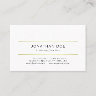 Tarjeta De Visita Moderno Profesional Elegante Simple Plain Gold Lux