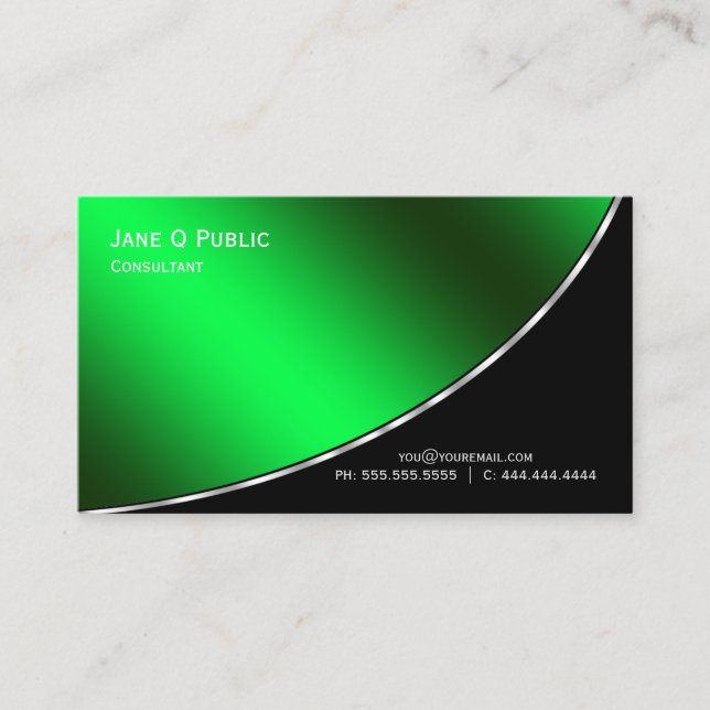 Tarjeta De Visita Moderno Profesional Elegante Verde Brillante (Anverso)