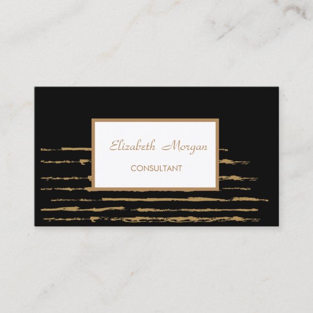 Tarjeta De Visita Moderno Profesional Estilizado, Rastreado, Negro (Anverso)