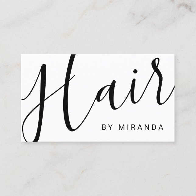 Tarjeta De Visita Moderno profesional estilo de cabello negro y blan (Anverso)