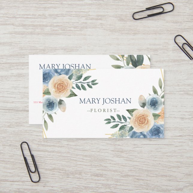 Tarjeta De Visita Moderno Profesional Floral Florista (Anverso/Reverso In Situ)