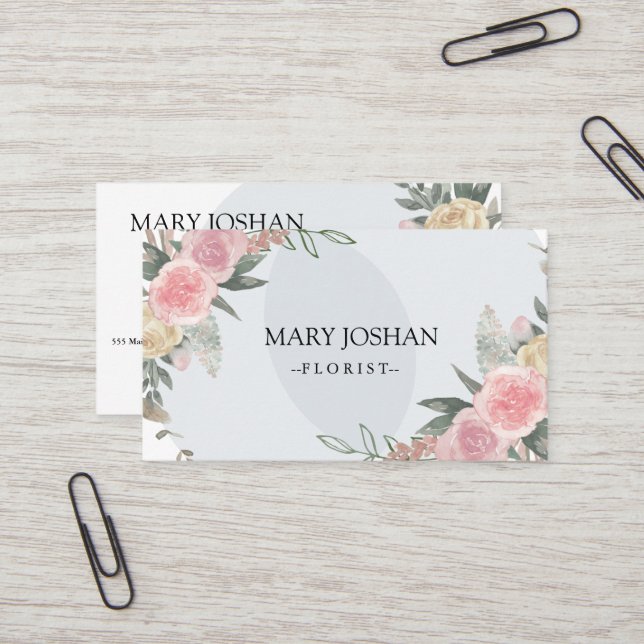 Tarjeta De Visita Moderno Profesional Floral Florista (Anverso/Reverso In Situ)