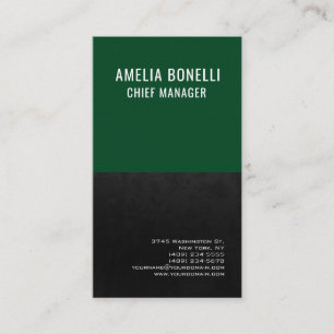Tarjeta De Visita Moderno Profesional Forest Green Gray Simple Plain