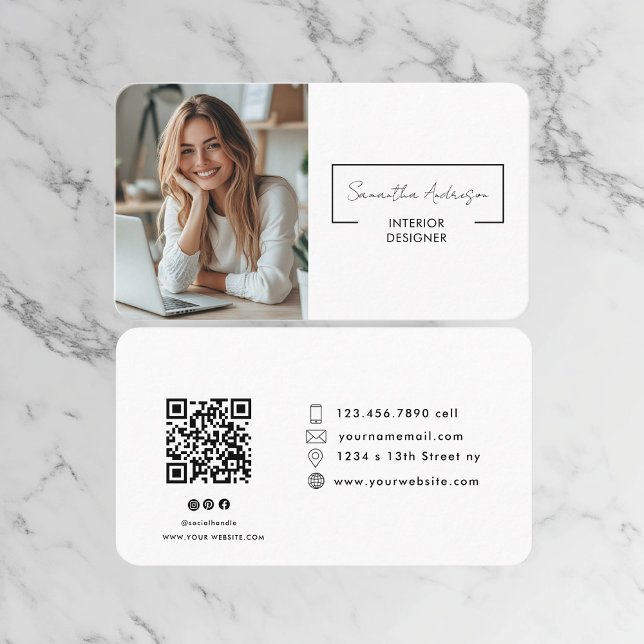 Tarjeta De Visita Moderno profesional | Foto con código QR (Subido por el creador)