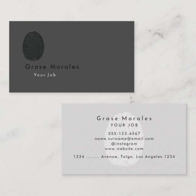 Tarjeta De Visita Moderno profesional Gris simple Minimalista (Anverso / Reverso)