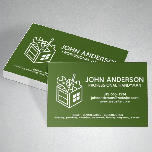 Tarjeta De Visita Moderno Profesional Handyman Services Green (Subido por el creador)