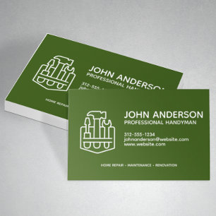 Tarjeta De Visita Moderno Profesional Handyman Services Green