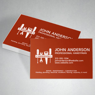 Tarjeta De Visita Moderno Profesional Handyman Services Red