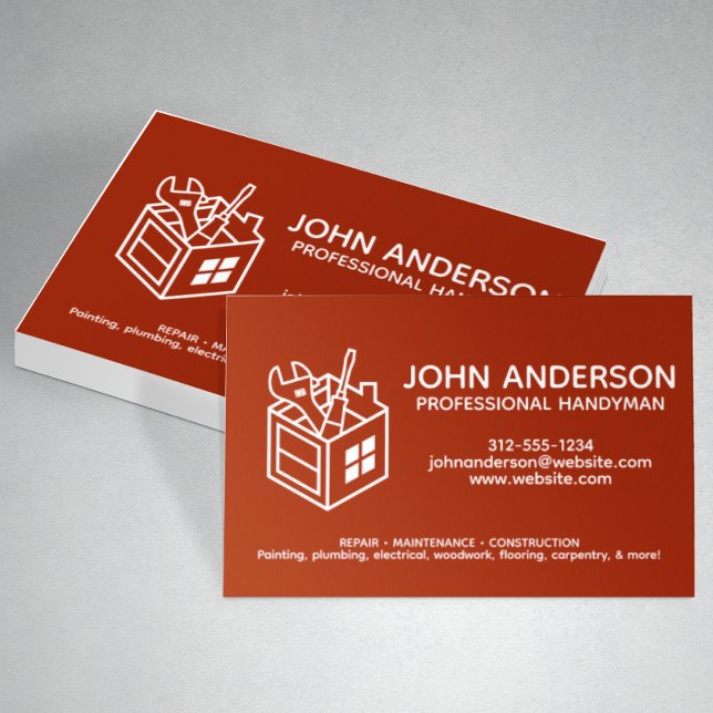Tarjeta De Visita Moderno Profesional Handyman Services Red (Subido por el creador)