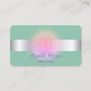Tarjeta De Visita Moderno Profesional Lotus Flower Mint Green