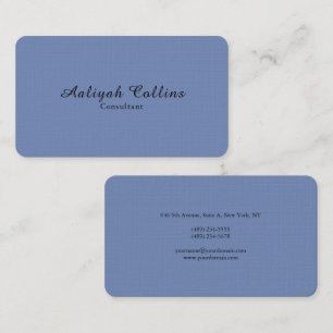 Tarjeta De Visita Moderno profesional minimalista de lino azul gris