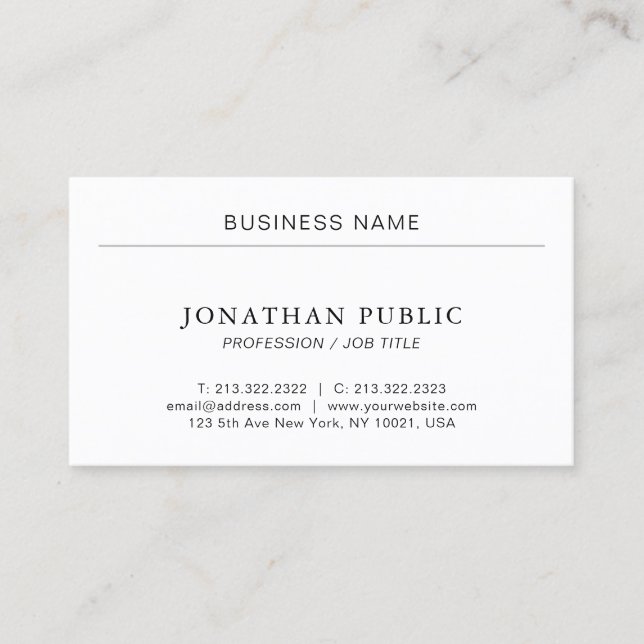 Tarjeta De Visita Moderno profesional Minimalista elegante (Anverso)