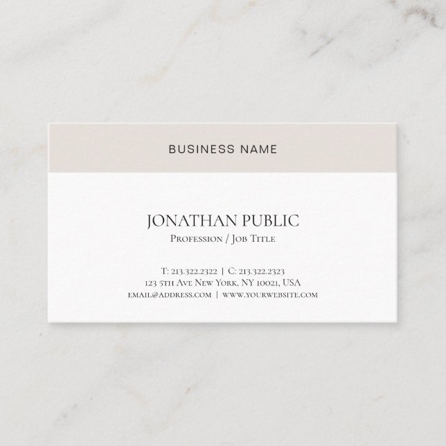 Tarjeta De Visita Moderno profesional Minimalista Elegante Simple (Anverso)