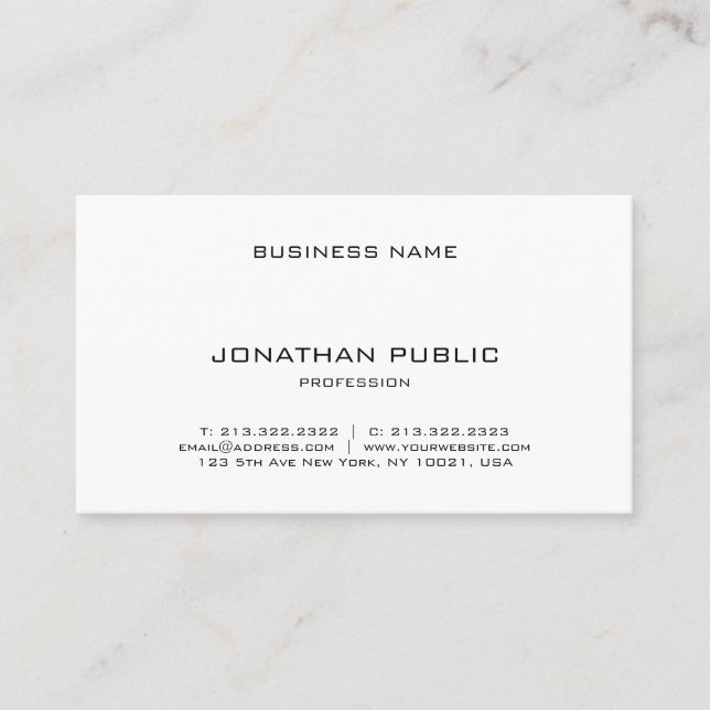 Tarjeta De Visita Moderno profesional Minimalista Elegante Simple (Anverso)