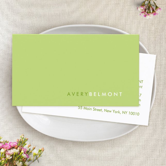 Tarjeta De Visita Moderno profesional minimalista Lime Green (lime green business card)