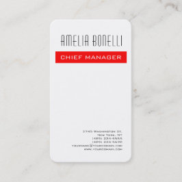 Tarjeta De Visita Moderno Profesional Minimalista Llano Rojo Blanco