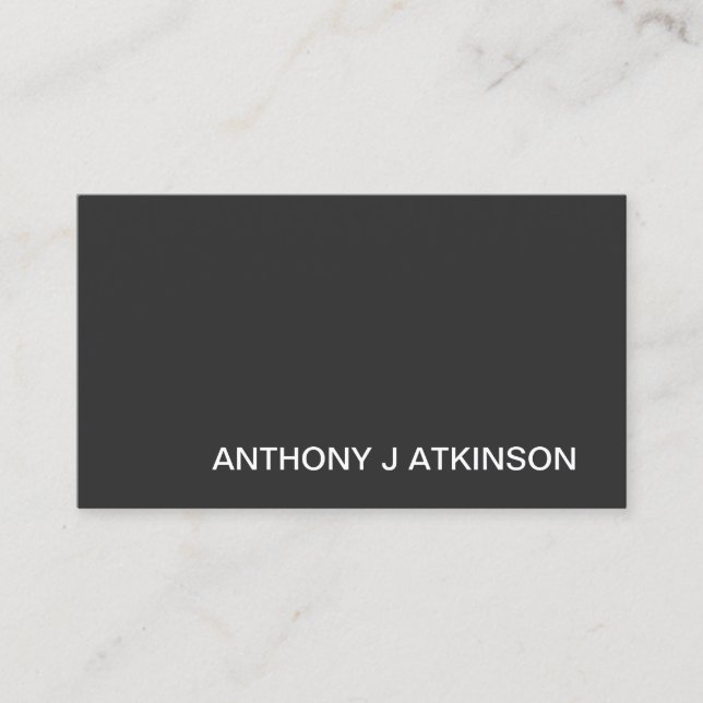 Tarjeta De Visita Moderno profesional Minimalista negro simple (Anverso)