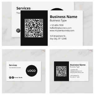 Tarjeta De Visita Moderno Profesional Negro Blanco