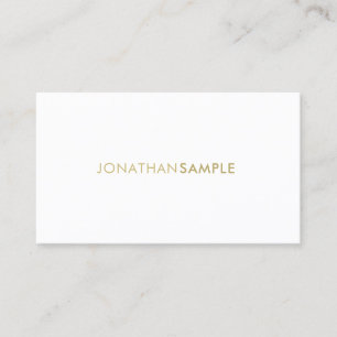 Tarjeta De Visita Moderno Profesional Oro Blanco Elegante Simple