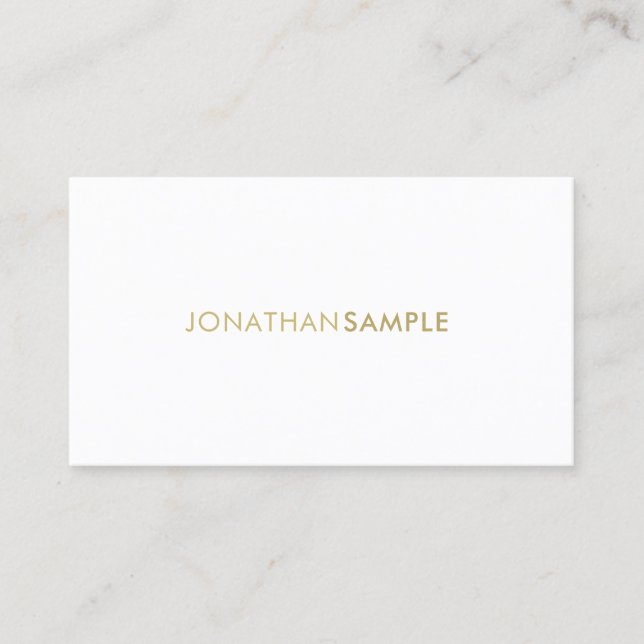Tarjeta De Visita Moderno Profesional Oro Blanco Elegante Simple (Anverso)