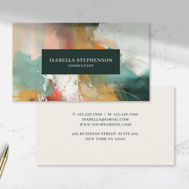 Tarjeta De Visita Moderno Profesional Pintado Abstracto (Subido por el creador)
