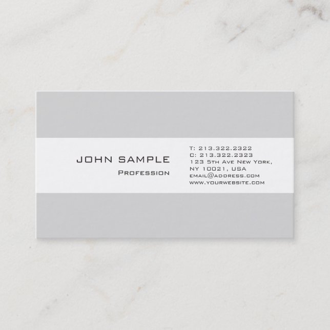 Tarjeta De Visita Moderno Profesional Plain Simple Elegante Gris (Anverso)
