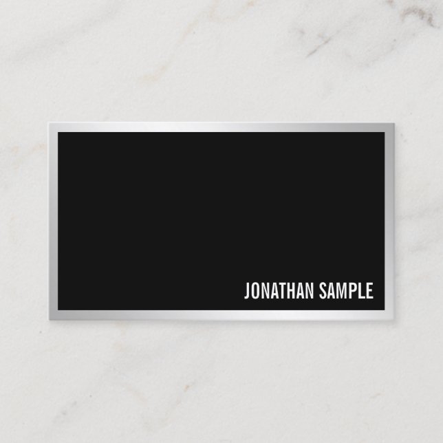 Tarjeta De Visita Moderno profesional plateado estilo Minimalista (Anverso)