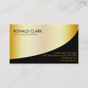Tarjeta De Visita Moderno Profesional Retro Negro Oro Metalizado Bri