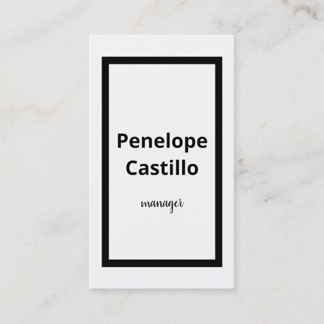 Tarjeta De Visita Moderno profesional Sencillo Estilo Blanco y Negro (Anverso)
