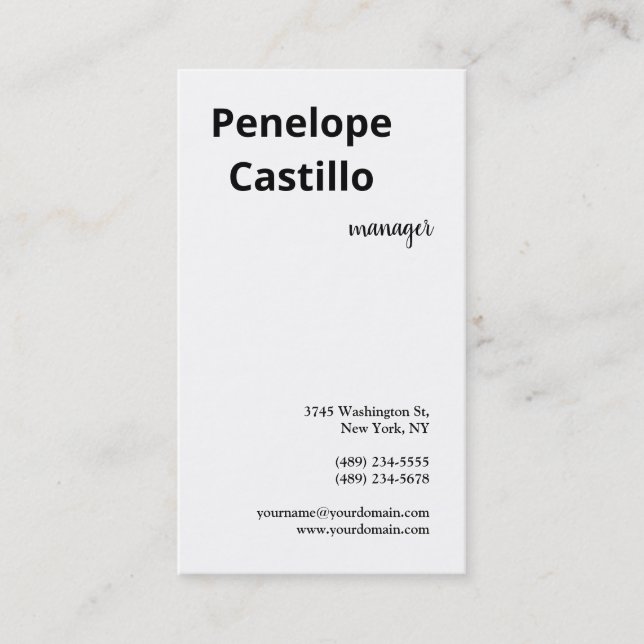 Tarjeta De Visita Moderno profesional Sencillo Estilo Blanco y Negro (Anverso)