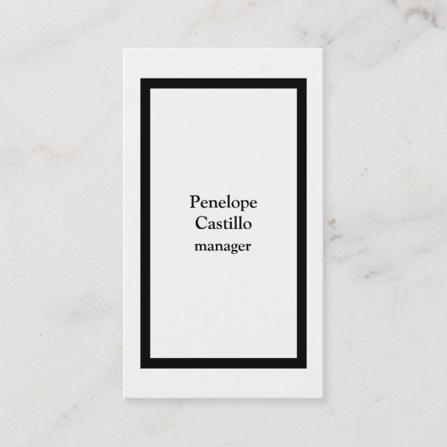 Tarjeta De Visita Moderno profesional Sencillo Estilo Blanco y Negro (Anverso)