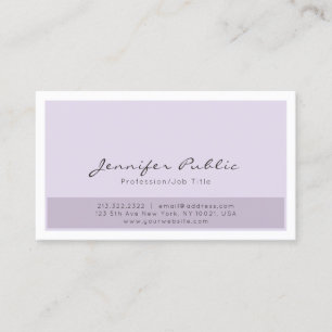 Tarjeta De Visita Moderno profesional simple blanco púrpura elegant