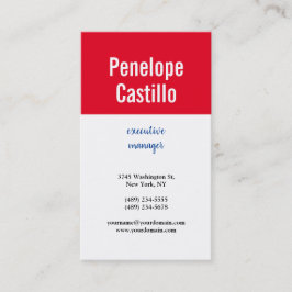 Tarjeta De Visita Moderno profesional Simple Blanco Rojo Azul