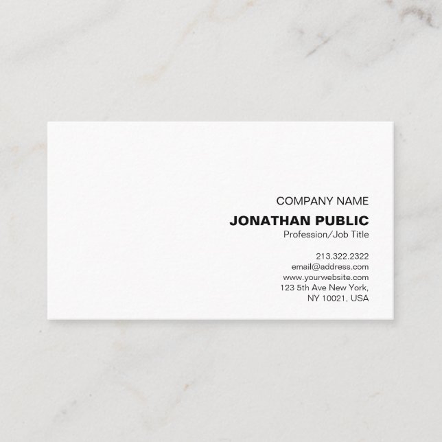 Tarjeta De Visita Moderno Profesional Simple Elegante Blanco (Anverso)