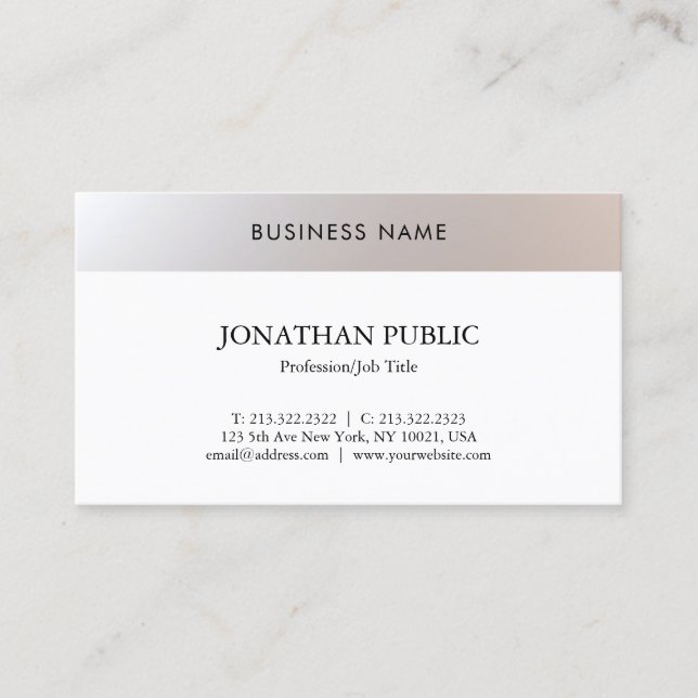 Tarjeta De Visita Moderno Profesional Simple Elegante De Moda (Anverso)