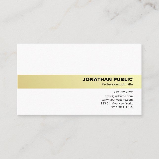 Tarjeta De Visita Moderno Profesional Simple Elegante Oro Blanco (Anverso)