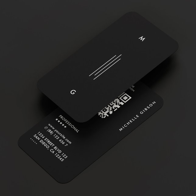 Tarjeta De Visita Moderno Profesional Simple Line Initials Black (Modern Professional Simple Line Initials Black Business Card
)