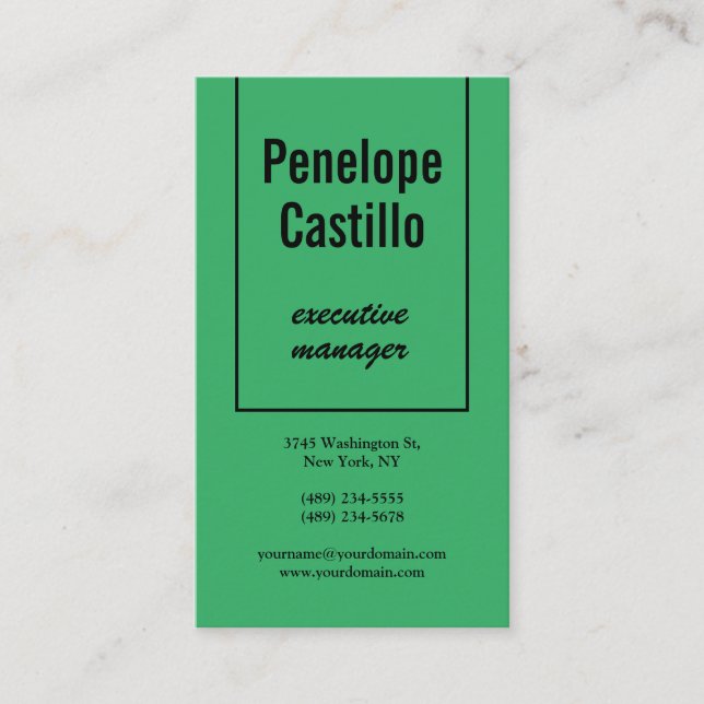 Tarjeta De Visita Moderno profesional Simple Mar Verde (Anverso)
