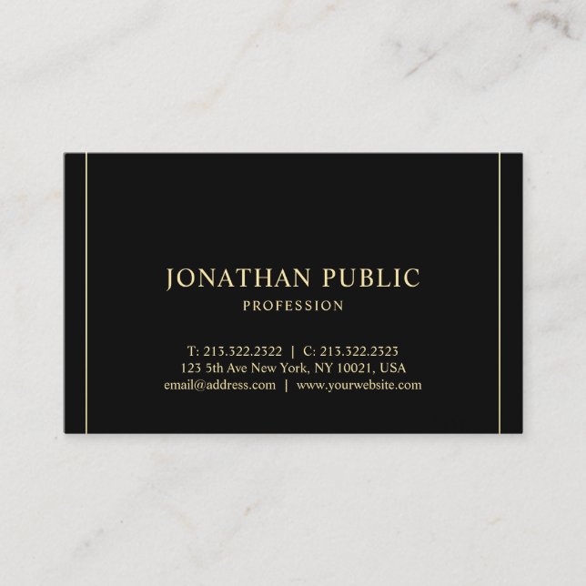 Tarjeta De Visita Moderno Profesional Simple Plantilla Gold Textos L (Anverso)
