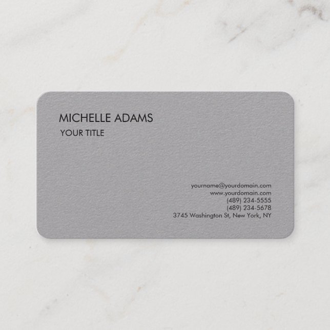 Tarjeta De Visita Moderno profesional simple y gris de primera calid (Anverso)