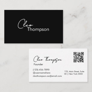 Tarjeta De Visita Moderno profesional Sleek Blanco Estilo Negro