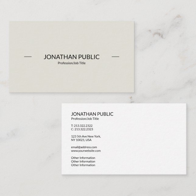 Tarjeta De Visita Moderno Profesional Sofisticado Simple Plano (Anverso / Reverso)