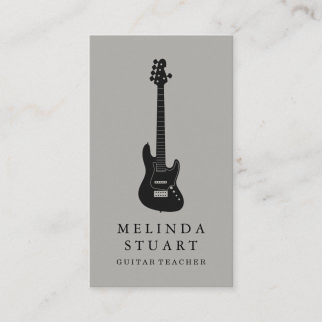 Tarjeta De Visita Moderno profesor de guitarra de Moda Minimalista (Anverso)