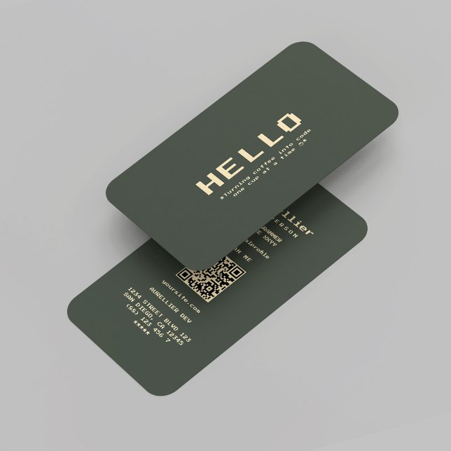 Tarjeta De Visita Moderno programador de Hello Dark Green Gold (Modern Hello Developer Programmer Dark Green Gold Business Card
)