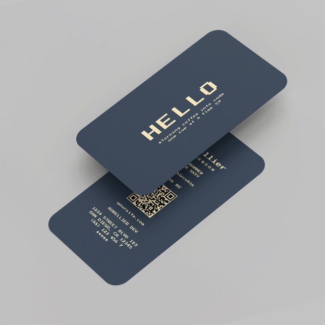 Tarjeta De Visita Moderno programador de software Coder Dark Blue Go (Modern Software Developer Coder Dark Blue Gold Business Card
)