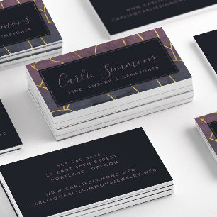 Tarjeta De Visita Moderno Purple Gold Profesional