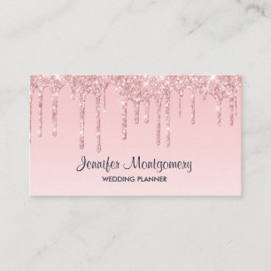 Tarjeta De Visita Moderno Purpurina de goteo rosa Fancy Elegante